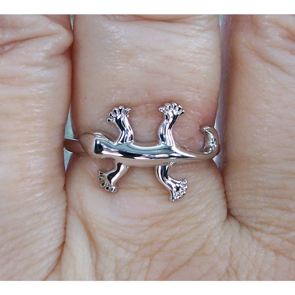 925 STERLING SILVER Gecko Lizard Ring - Picture 3 of 15